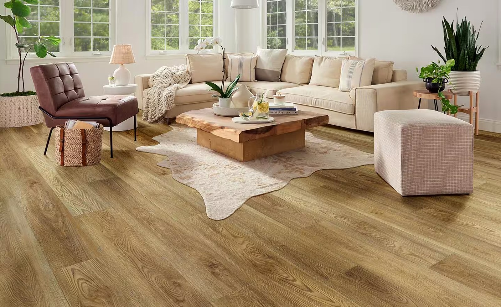 Laminate flooring in a warm living room