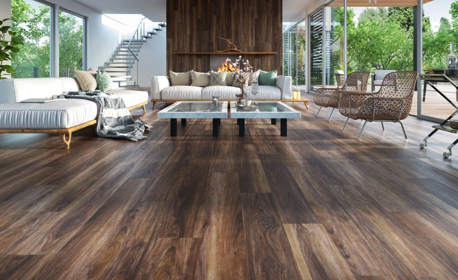 Warm walnut living room